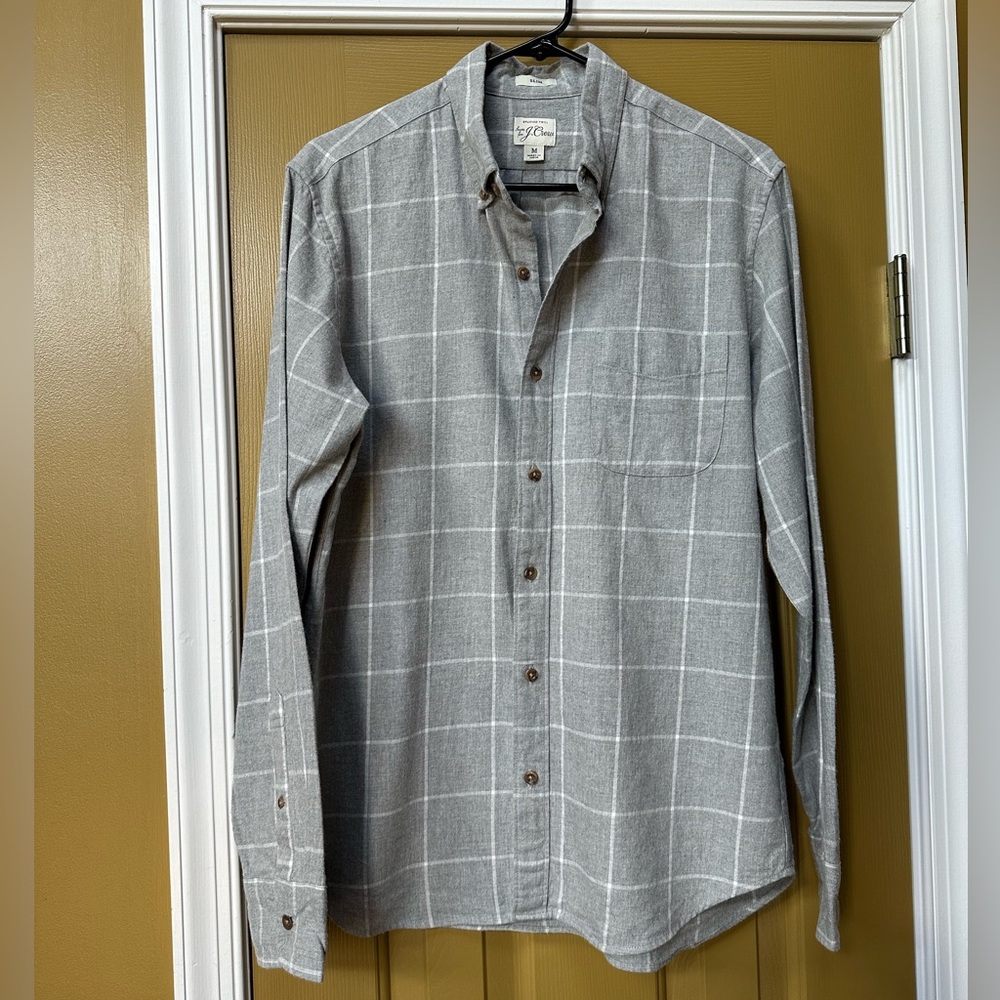 MEN’s J. Crew Grey Windowpane Plaid Button-up Shirt